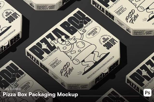 Pizza Box Packaging Mockup