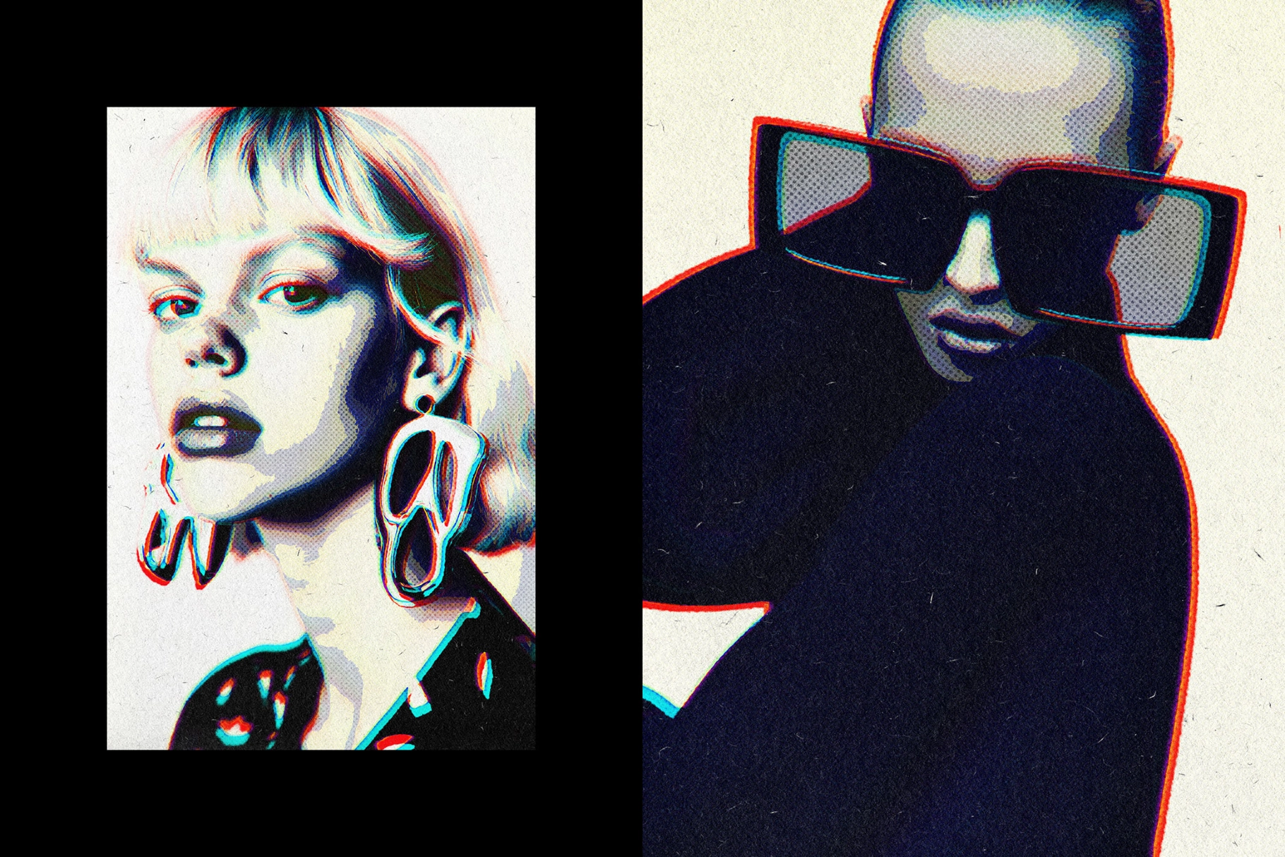 Anaglyph Halftone Photo Effect