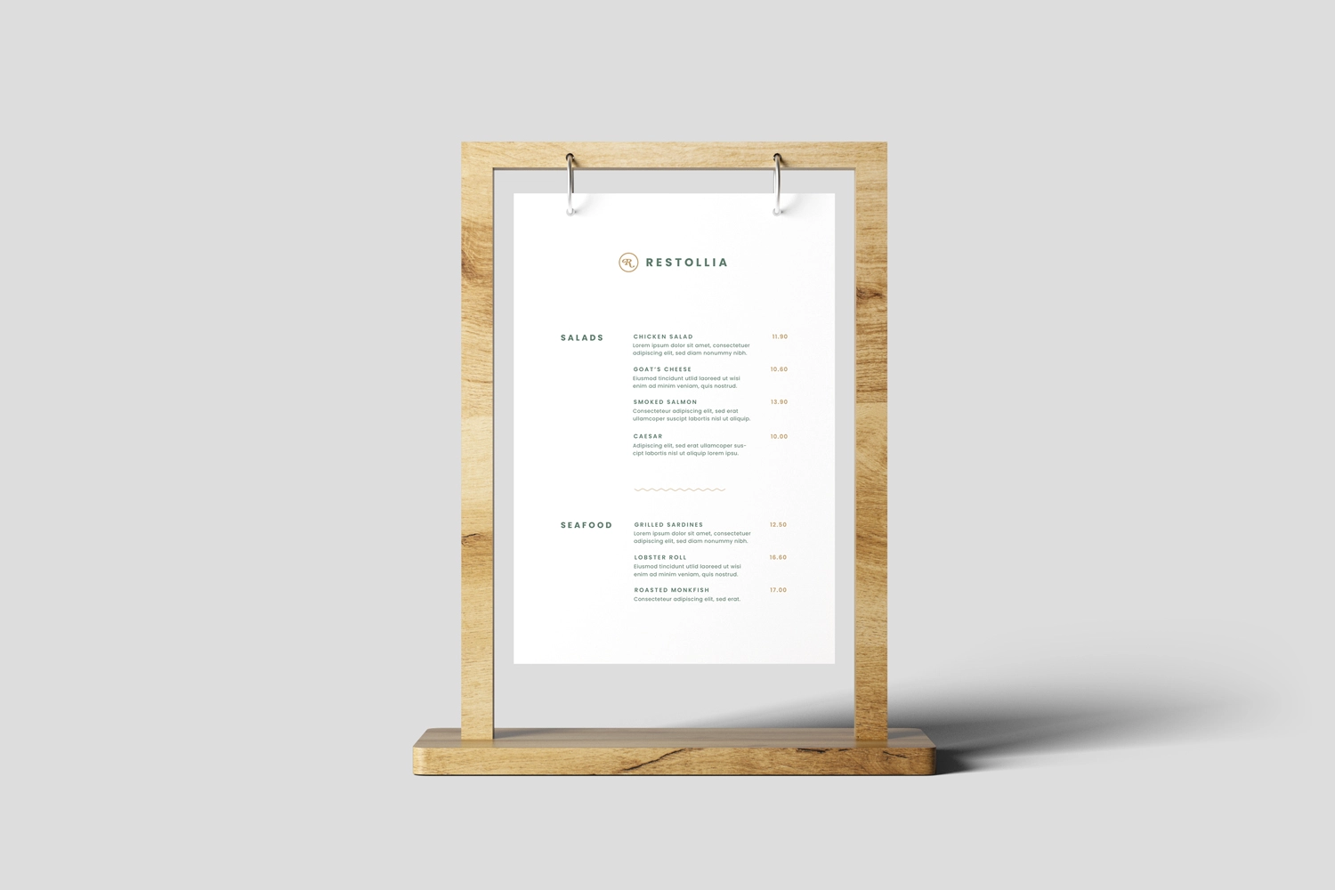 Table Menu Mockups
