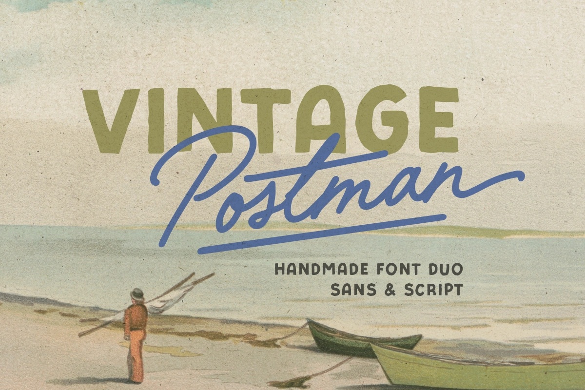 Vintage Postman - Handmade Font Duo
