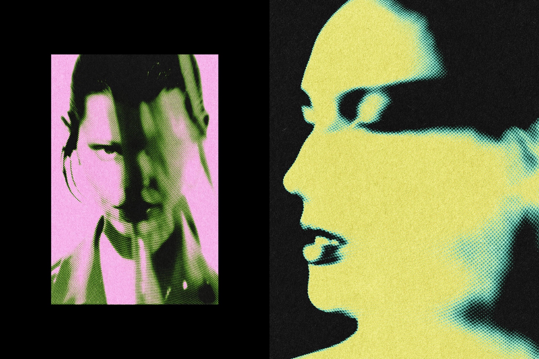 Vintage Riso Halftone Photo Effect