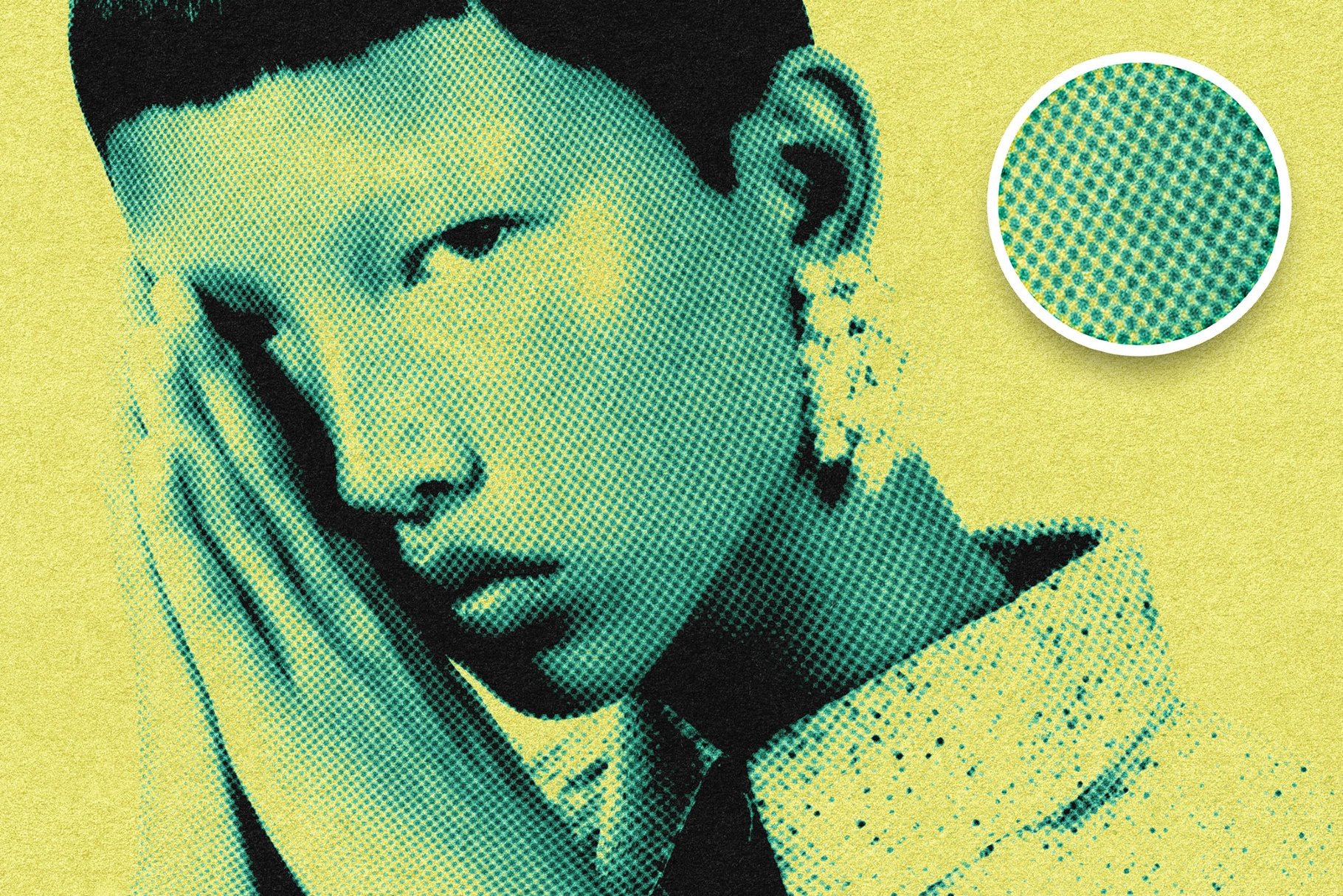 Vintage Riso Halftone Photo Effect