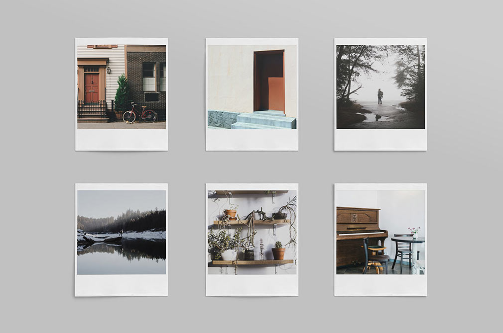 Polaroid photo mockup set — download PSD template