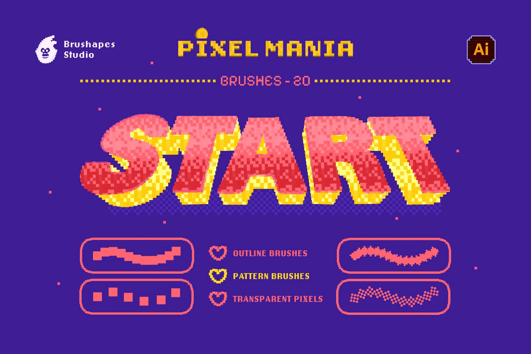 Pixel Mania Illustrator Brushes