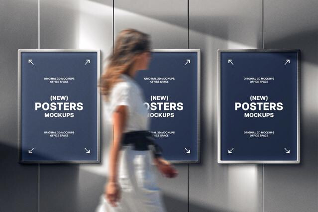 Metal Wall Posters Mockup
