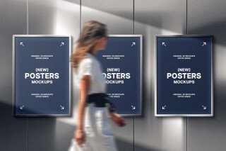Metal Wall Posters Mockup