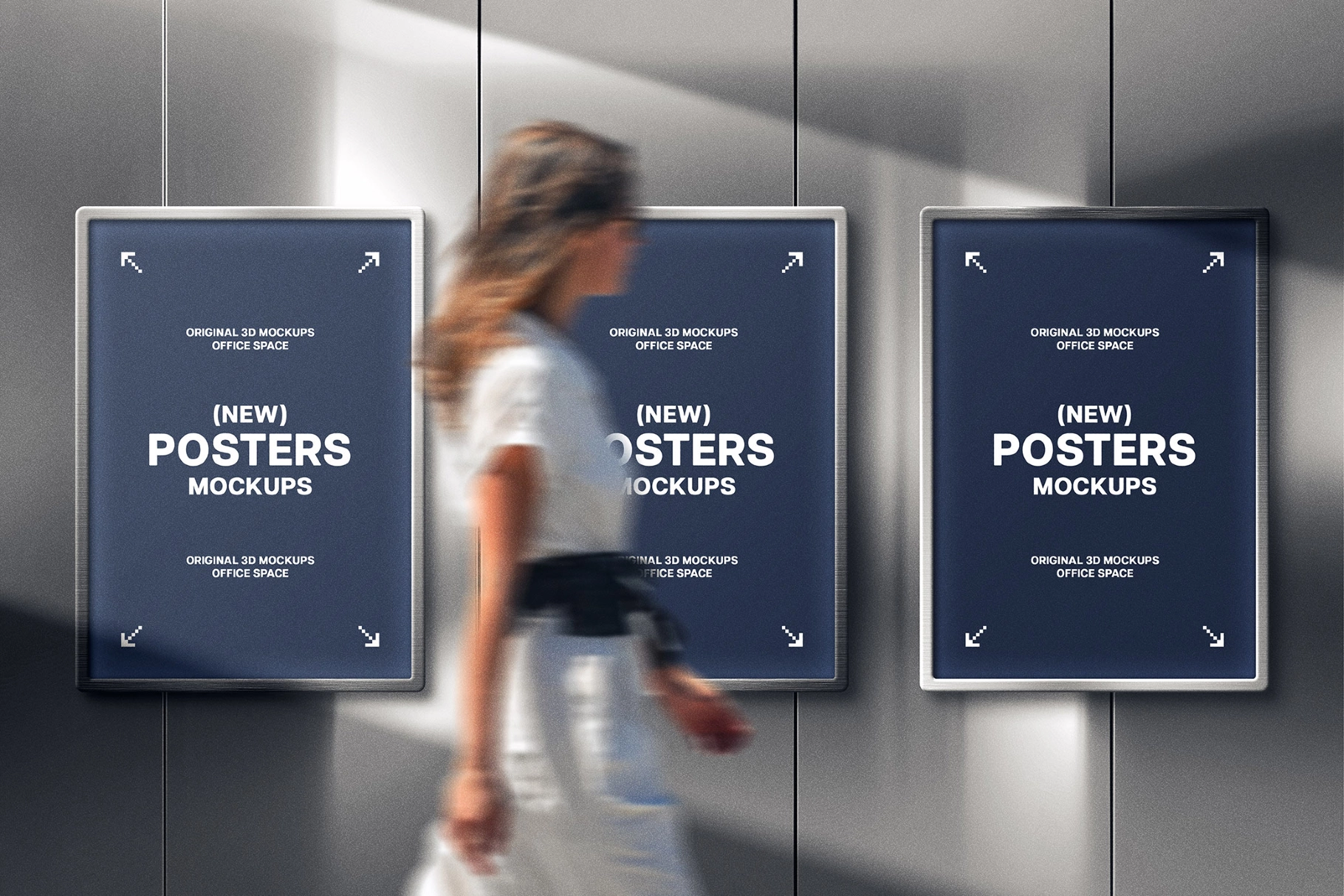 Metal Wall Posters Mockup
