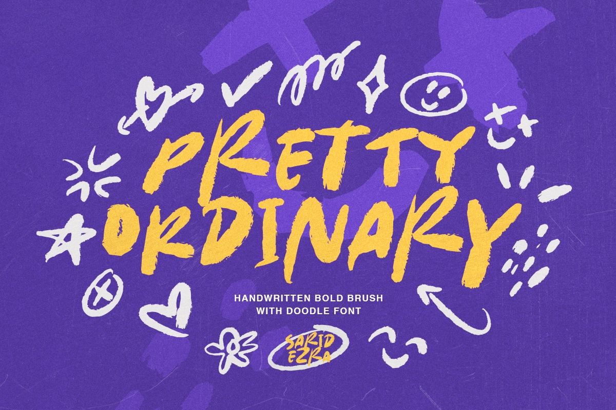 Pretty Ordinary - Bold Font + Doodle