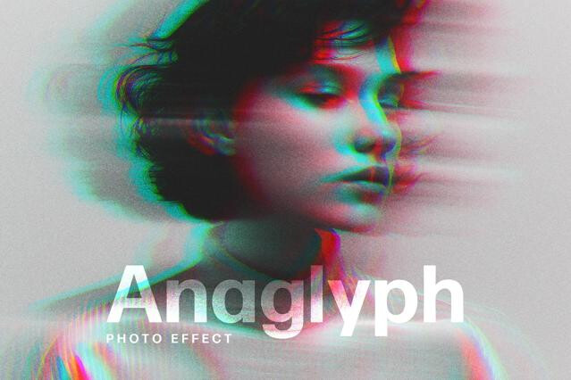 Glitch Anaglyph Photo Effect