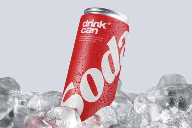 Iced Soda Can Mockup
