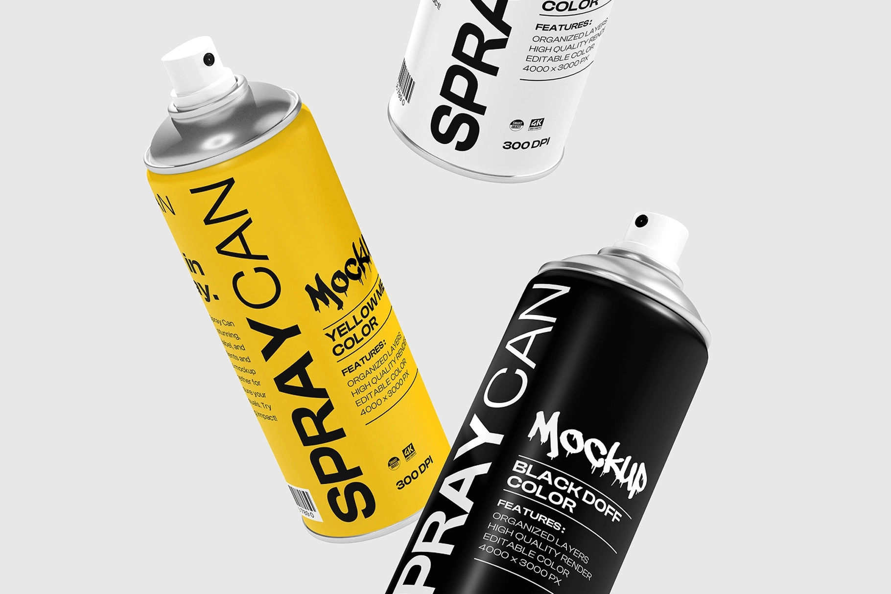 Spray Can Mockup Flying View