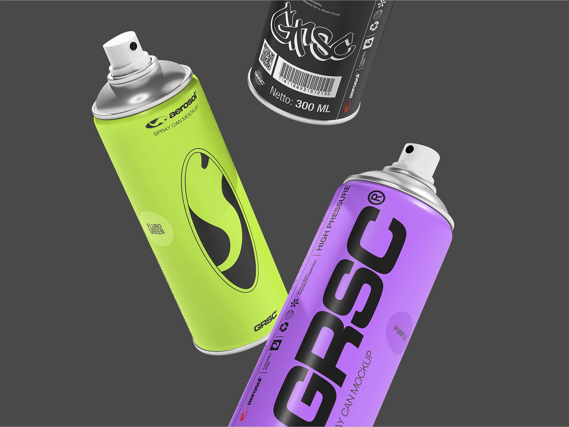 Spray Can Mockup Flying View