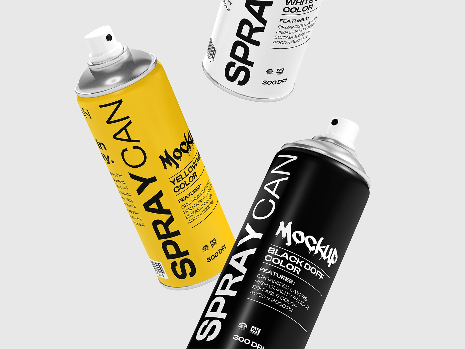 Spray Can Mockup Flying View