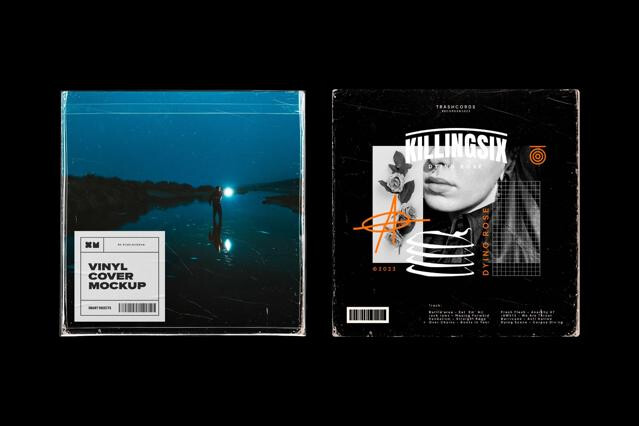 Vinyl Cover Mockup with Plastic Sleeve