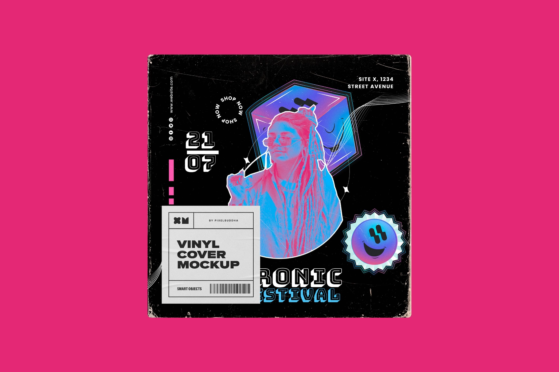 Vinyl Cover Mockup with Plastic Sleeve