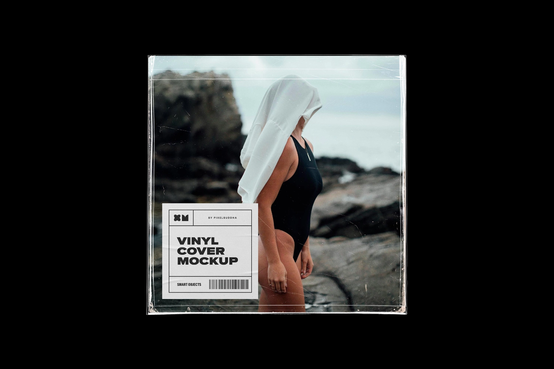 Vinyl Cover Mockup with Plastic Sleeve