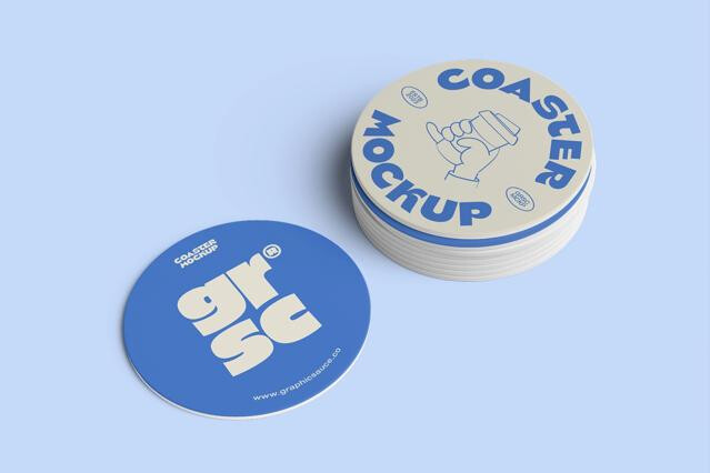 Round Coaster Mockup Isometric