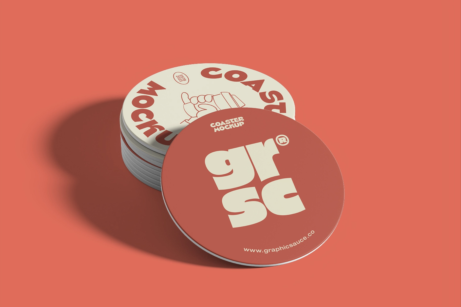 Round Coaster Mockup Half Side View