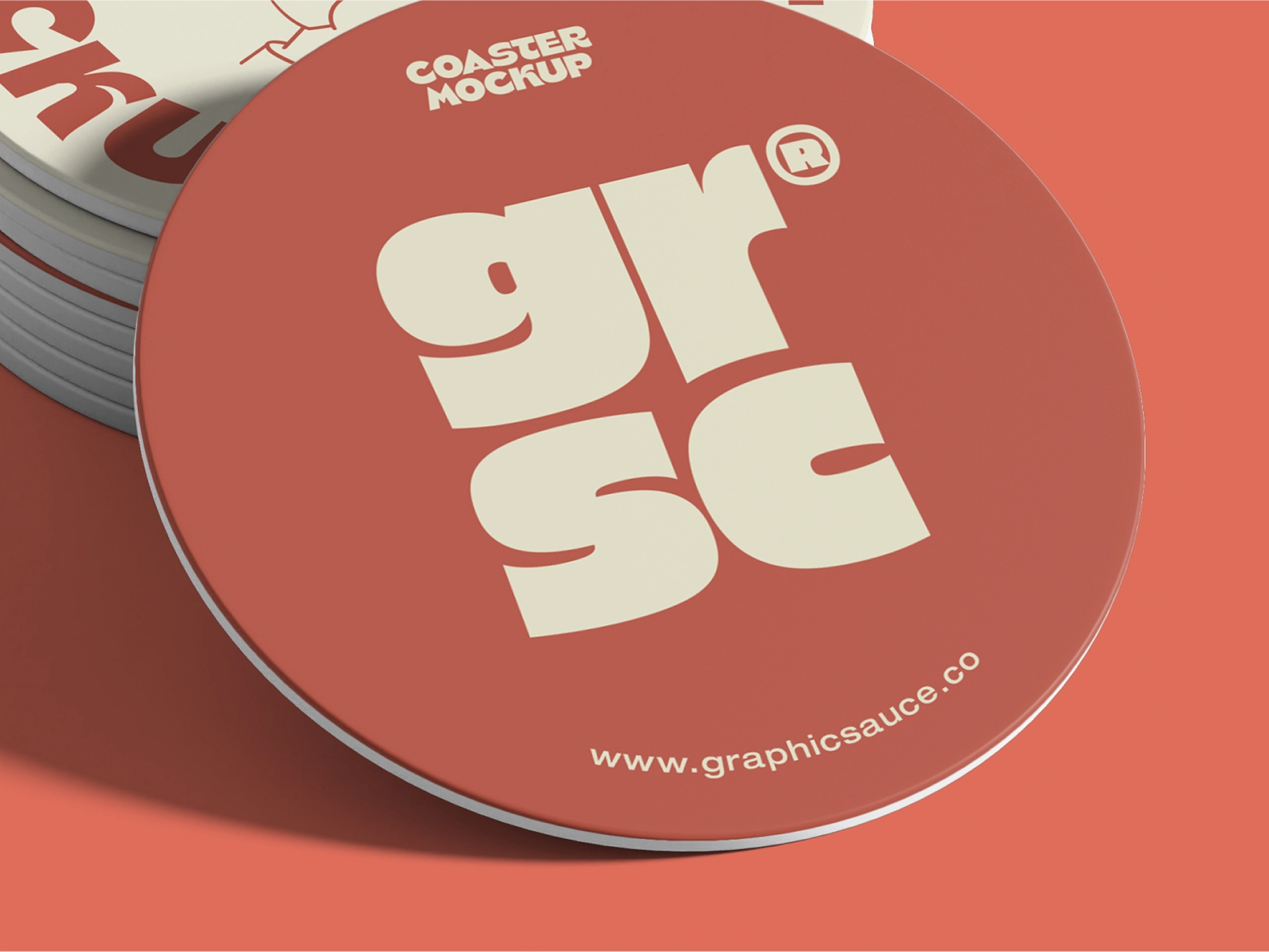 Round Coaster Mockup Half Side View