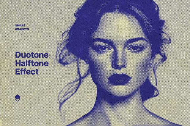 Duotone Halftone Photo Effect