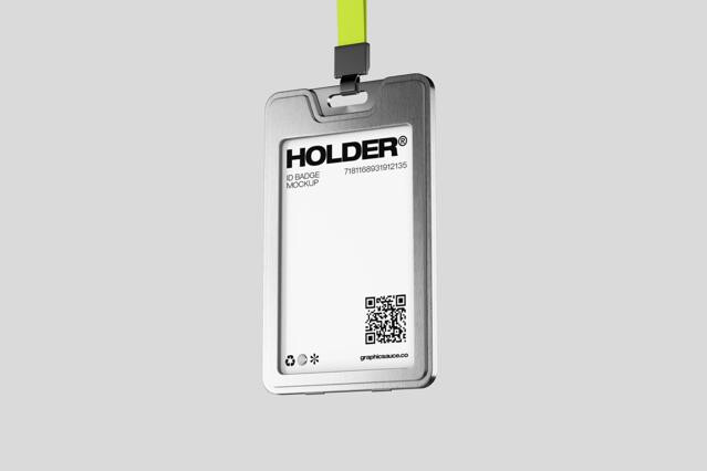 ID Badge Holder Mockup Flying View