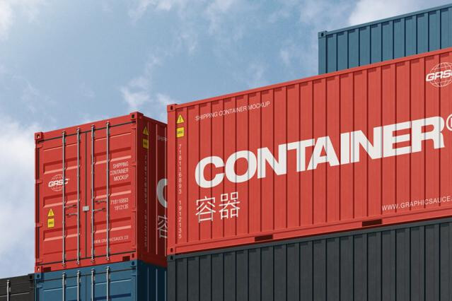 Shipping Container Mockup Low Angle View