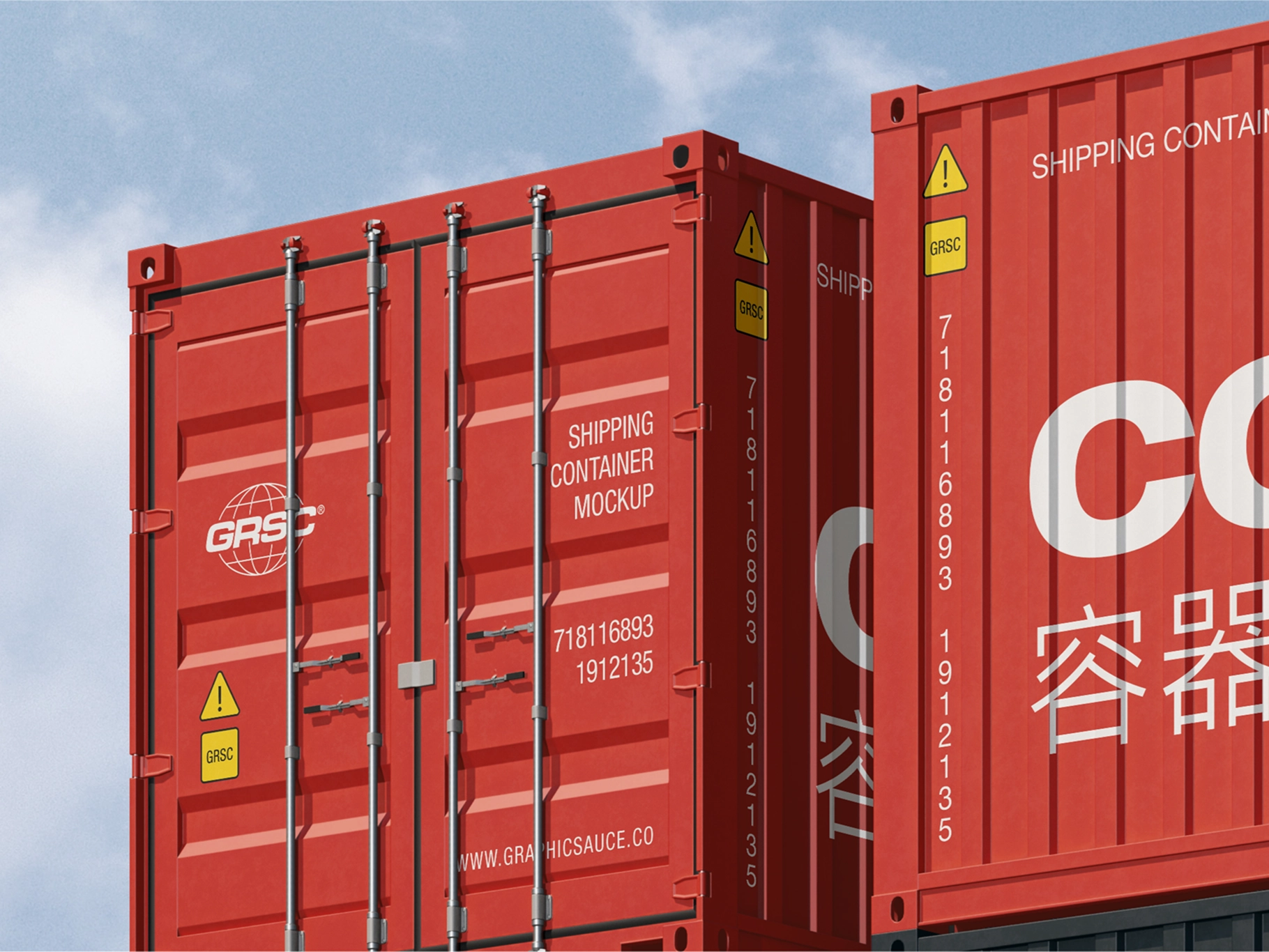 Shipping Container Mockup Low Angle View