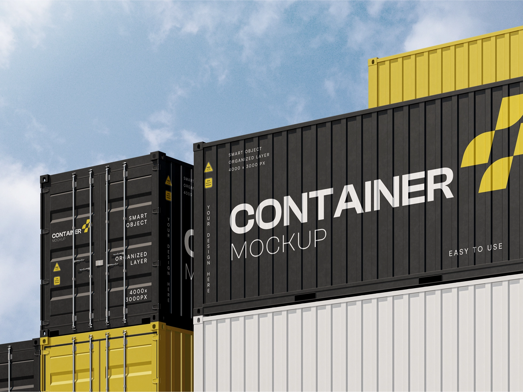 Shipping Container Mockup Low Angle View