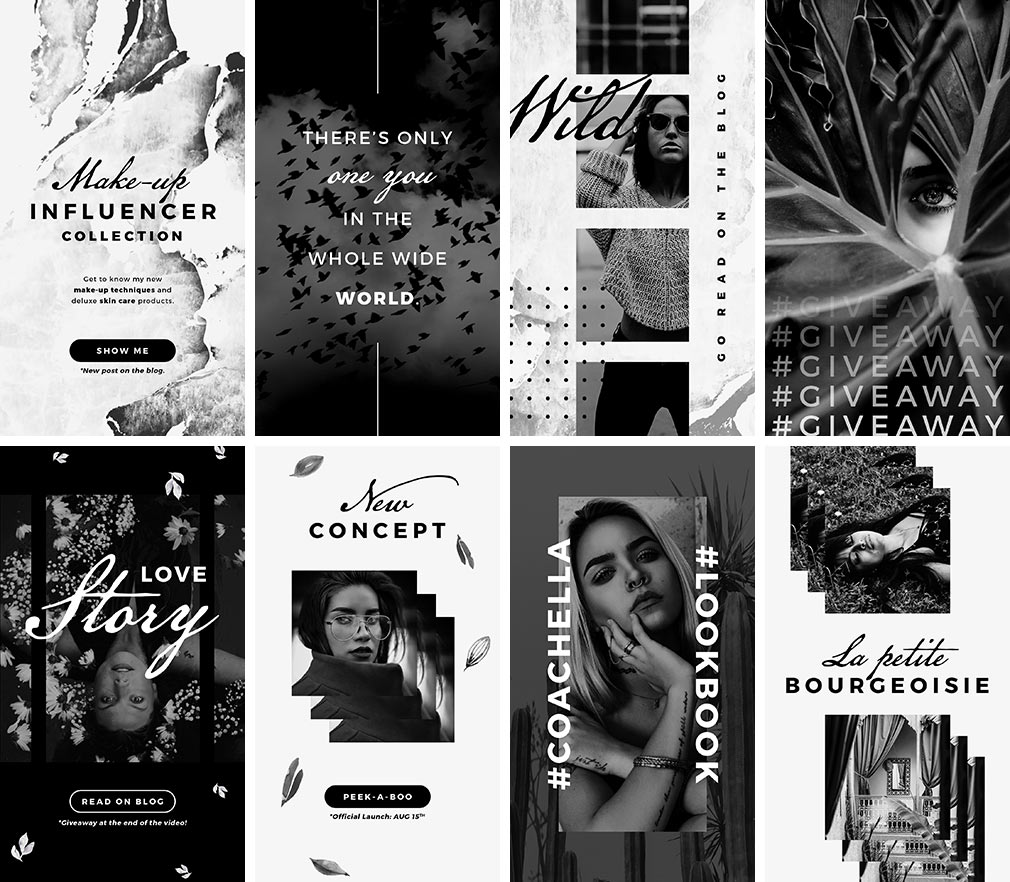 Black & white Instagram templates download PSD