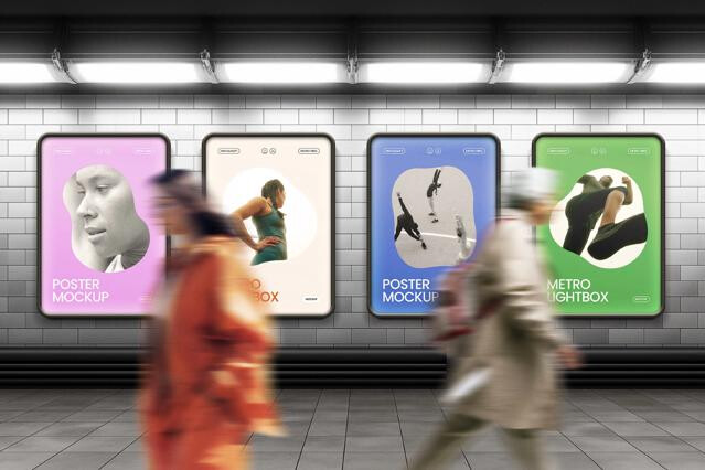 Metro Lightbox Wall Mockup