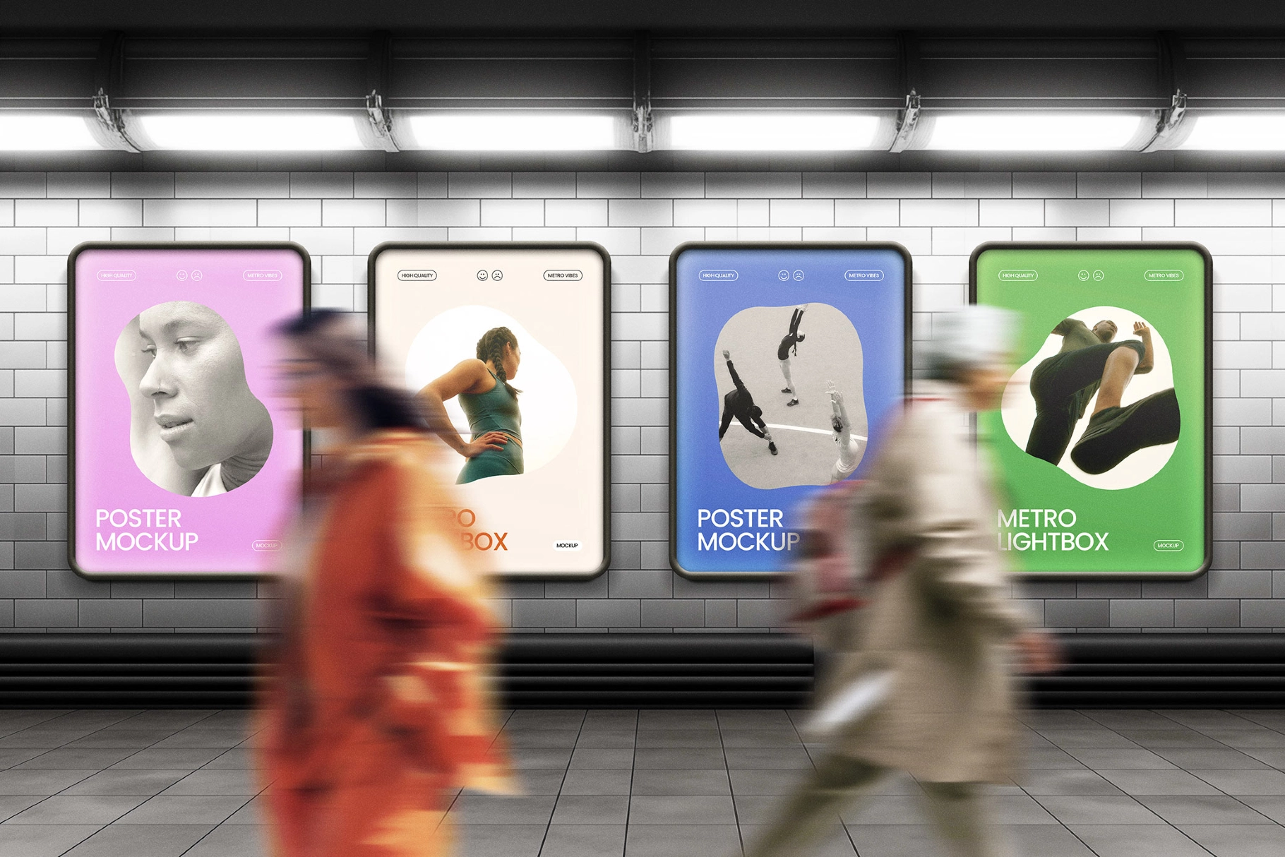 Metro Lightbox Wall Mockup