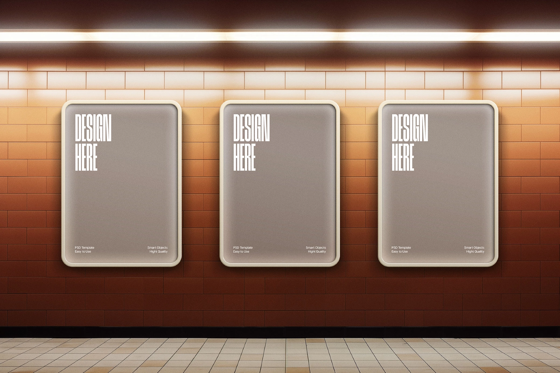 Retro Metro Lightbox Posters Mockup