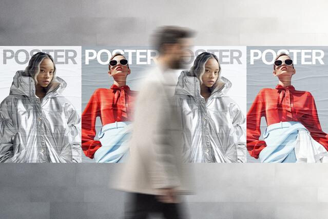 Poster Mockup with Shadow Overlay