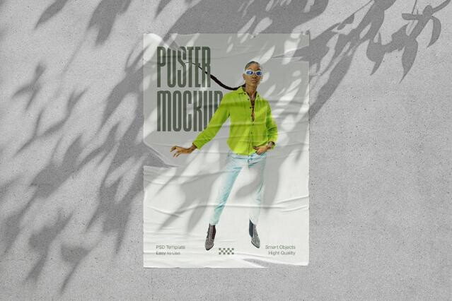 Concrete Wall Ripped Poster Mockup