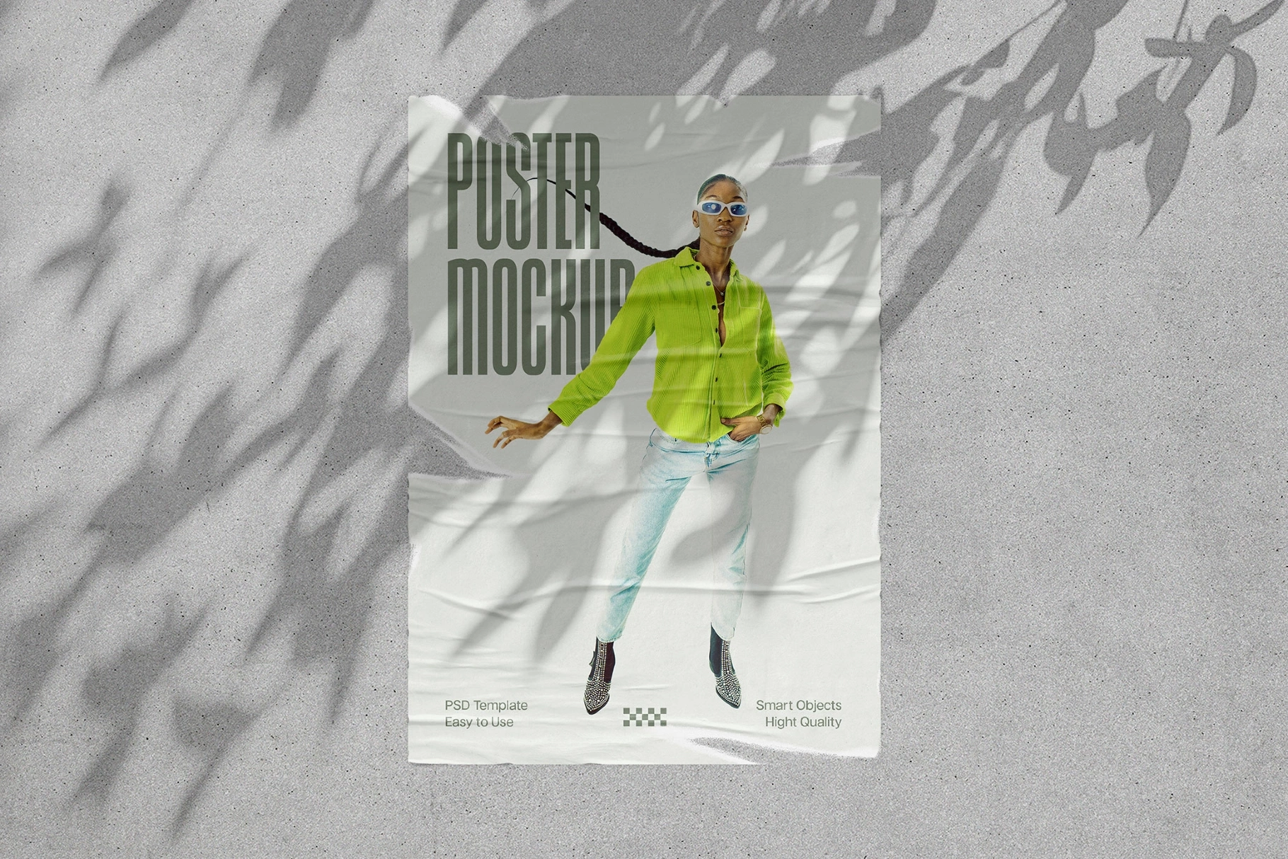 Concrete Wall Ripped Poster Mockup