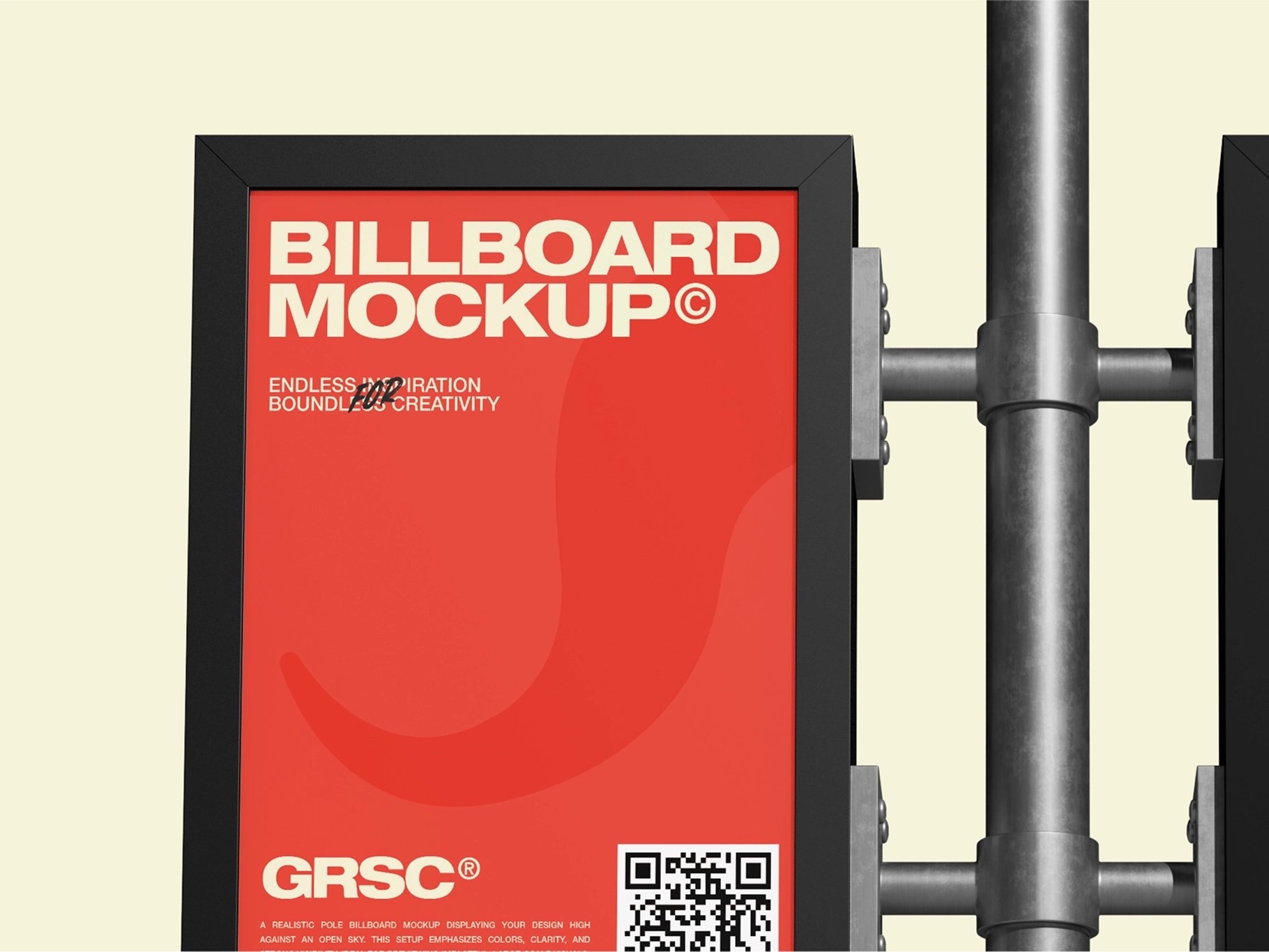 Outdoor Double Billboard Pole Sign Mockup
