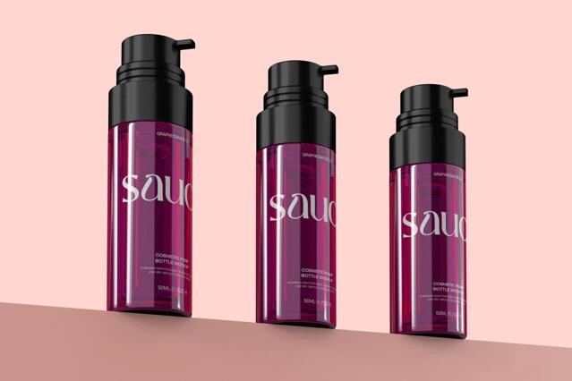 Serum Pump Bottle Mockup Low Angle View