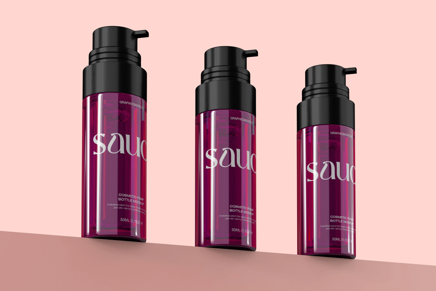 Serum Pump Bottle Mockup Low Angle View