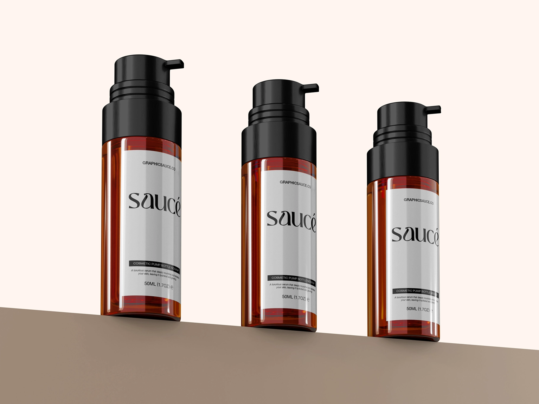 Serum Pump Bottle Mockup Low Angle View