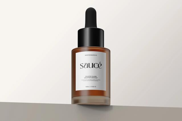 Frosted Glass Dropper Mockup Low Angle View