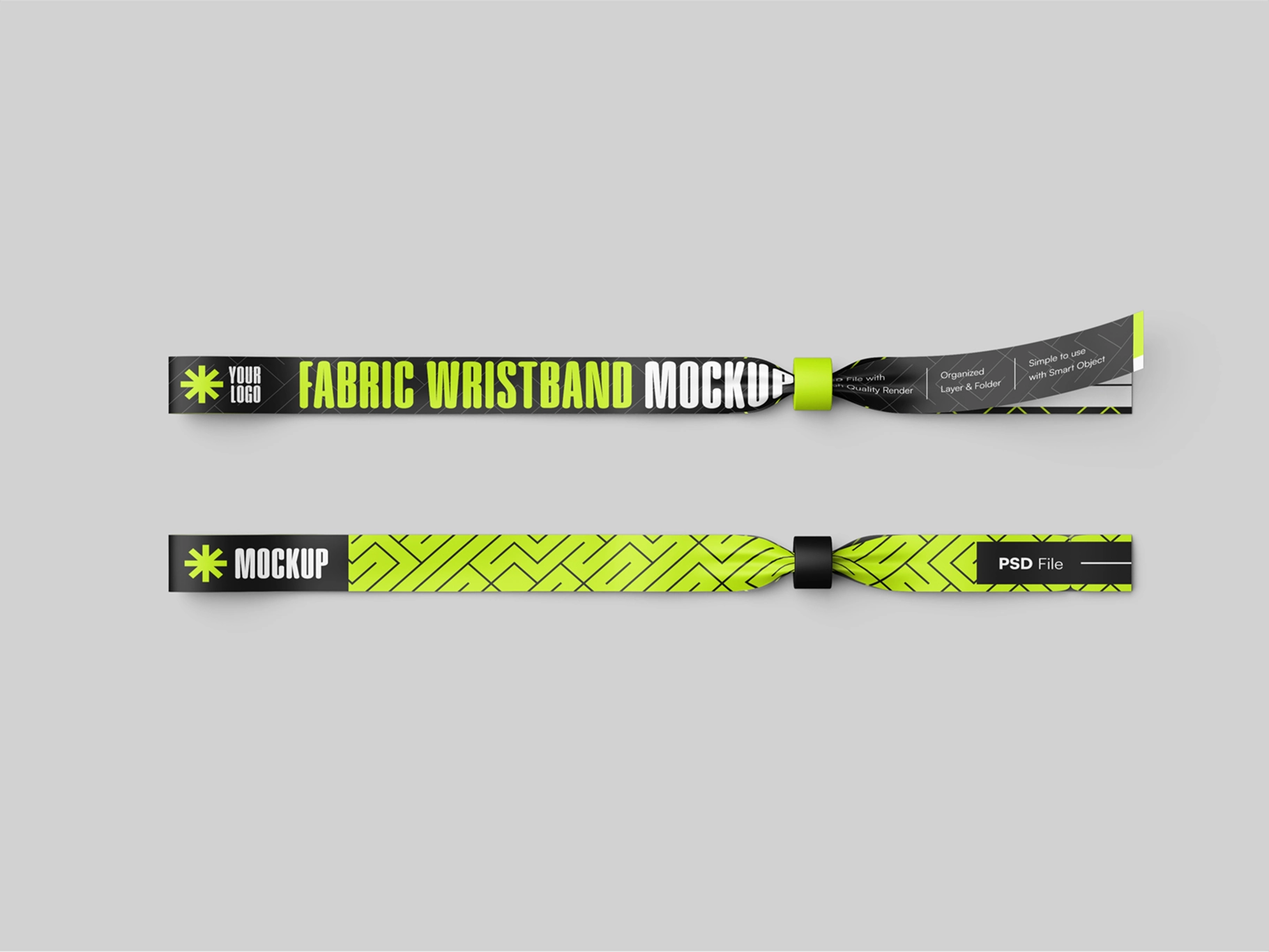 Fabric Wristband Mockup Top View