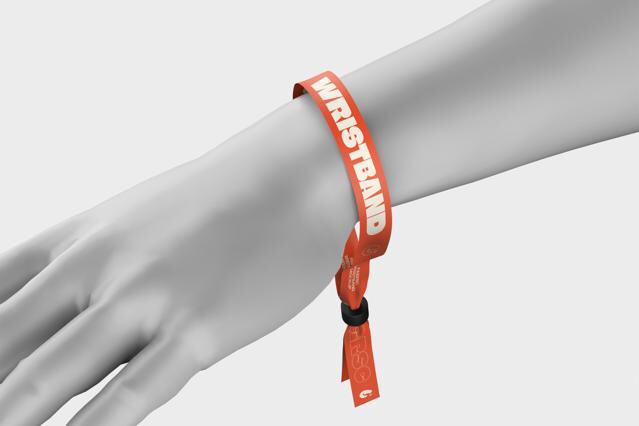 Fabric Wristband Mockup Flying View