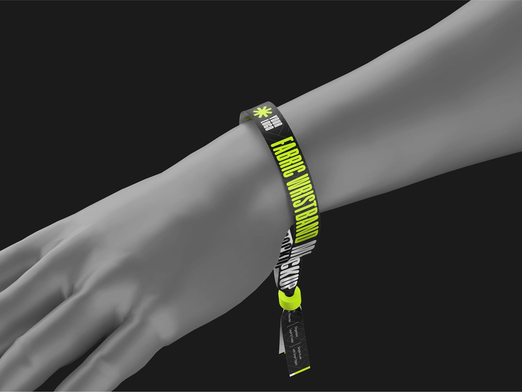 Fabric Wristband Mockup Flying View