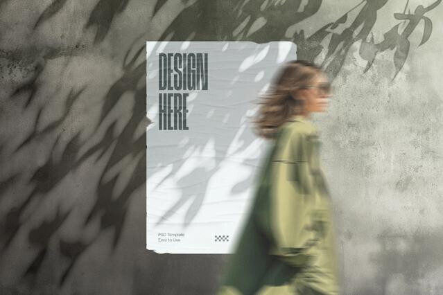 Street Poster Mockup with Tree Shadow