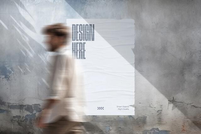 Peeling Paint Wall Poster Mockup