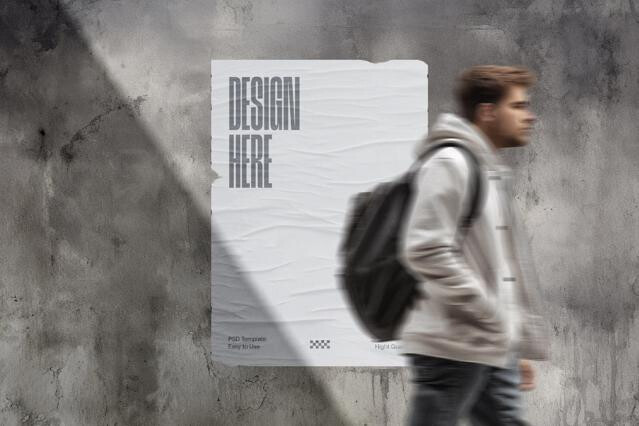 Weathered Concrete Wall Poster Mockup