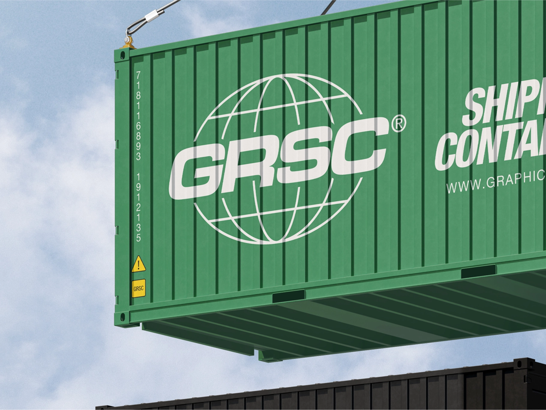 Shipping Container Mockup Flying View