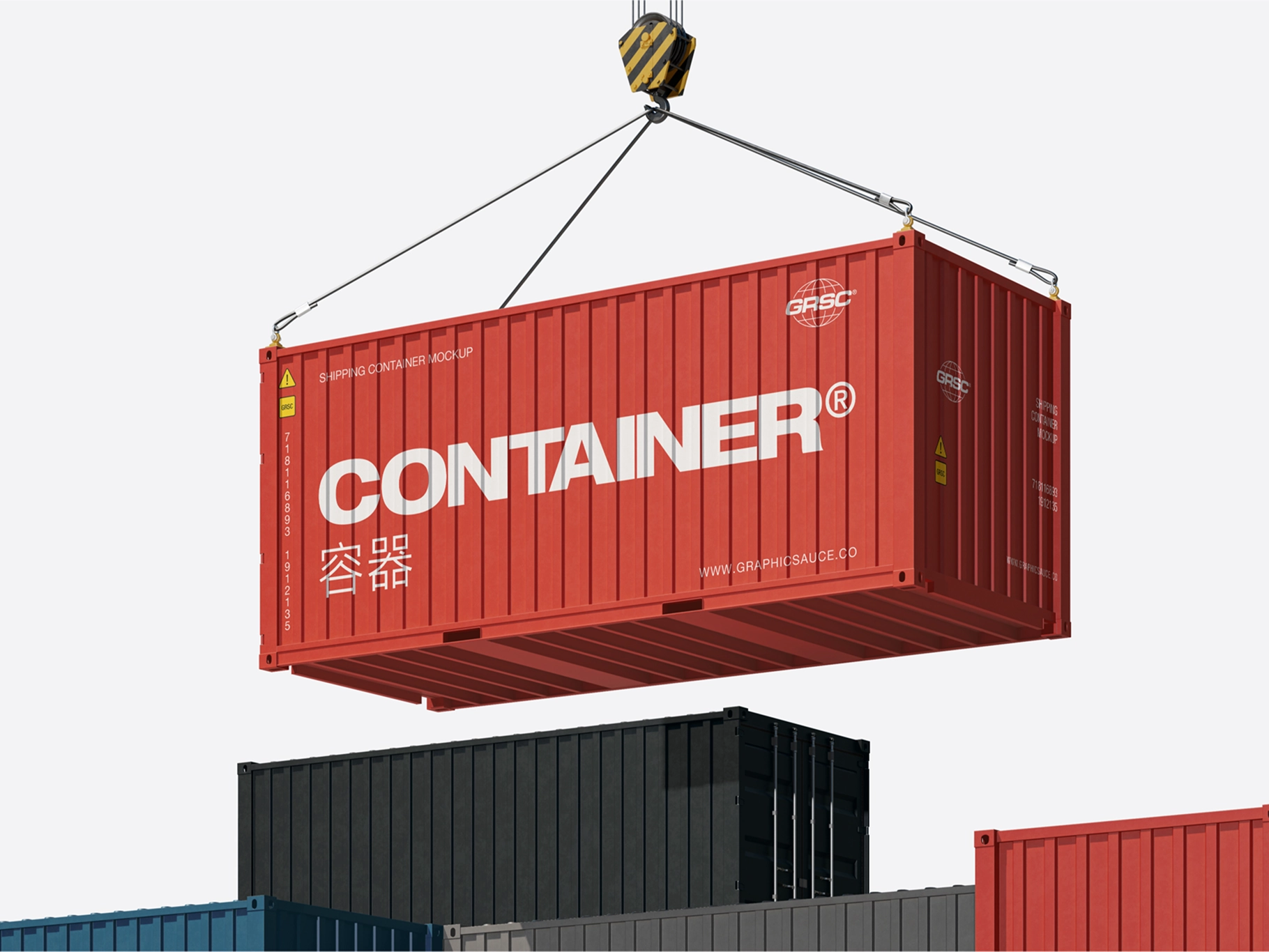 Shipping Container Mockup Flying View