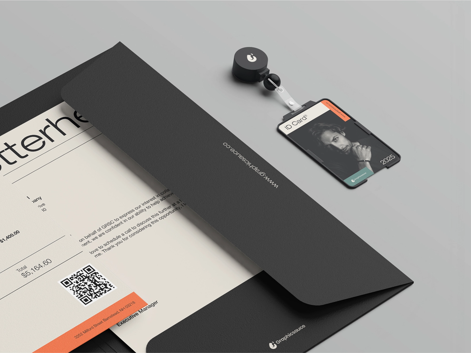 Document Folder ID Card with Pen Mockup Isometric