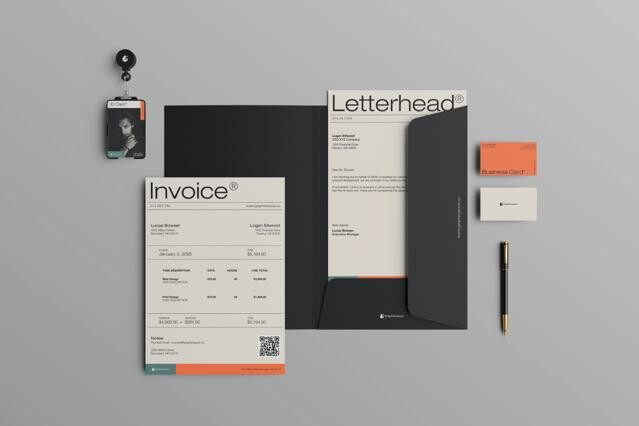 Document Folder ID Card with Pen Mockup Top View